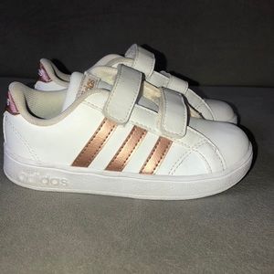 Girls rose gold Adidas